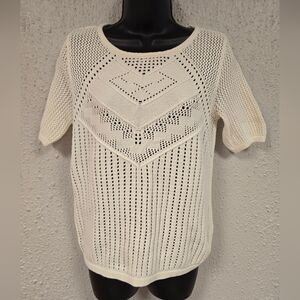 Hinge Womens Short Sleeve Sweater Top